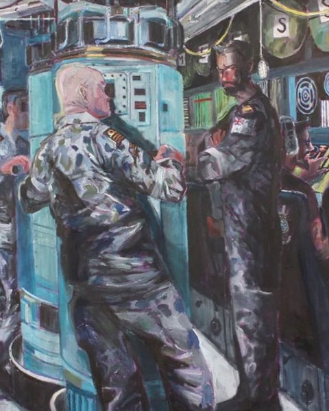 Commander Doug Theobald, Commanding Officer HMAS Rankin - painting by Bob McRae